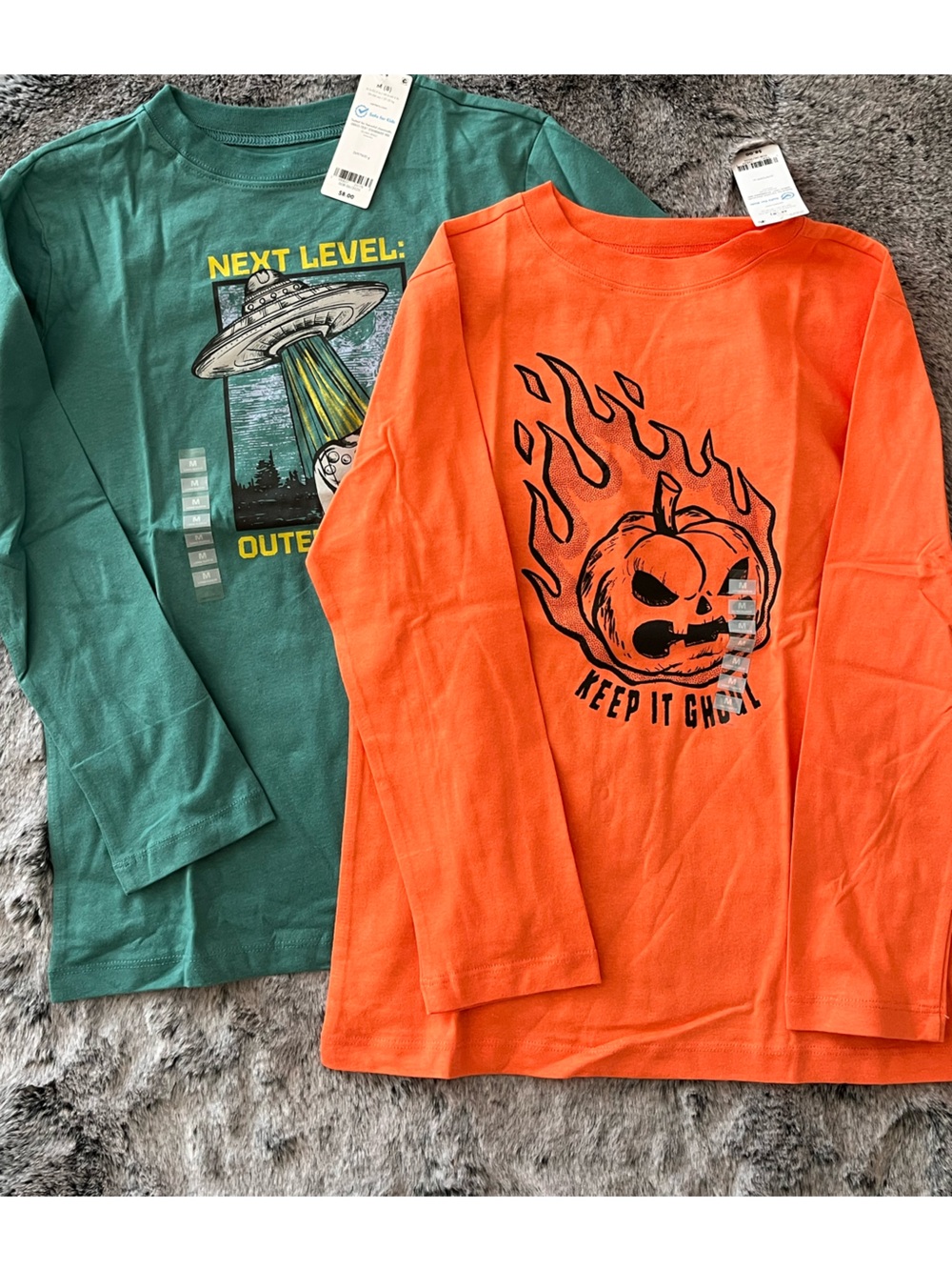 New Carter’s Boys long-sleeve graphic tee bundle, Halloween & Space sz Medium